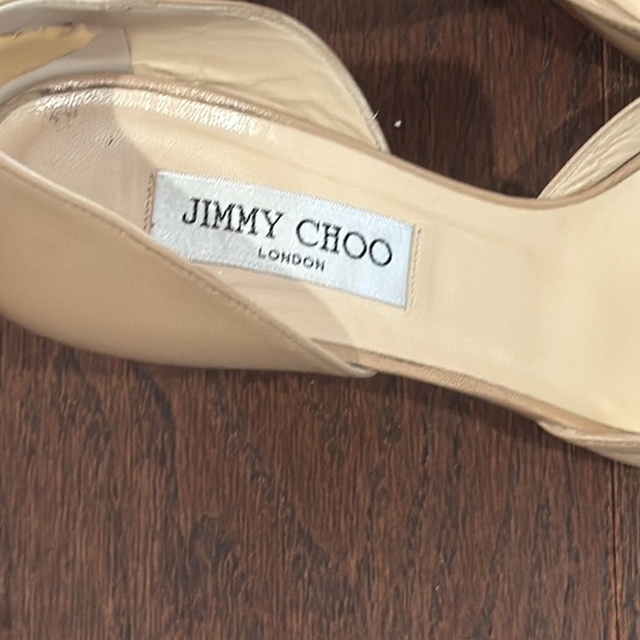 Jimmy Choo Tan Peep Toe Heels Size 39.5/9.5 - Picture 4 of 7